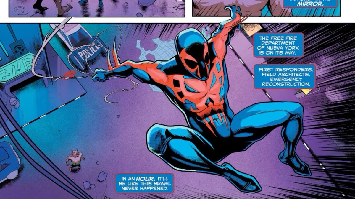 lesbiancarlos's tweet photo. his comic suit is iconic, i love how it got translated to the games, but he also looks so fucking cool in atsv despite the spider design of his suit/mask being ‘simpler’ and i personally don’t dislike the holographic fabric https://t.co/HaiDmbr6K4