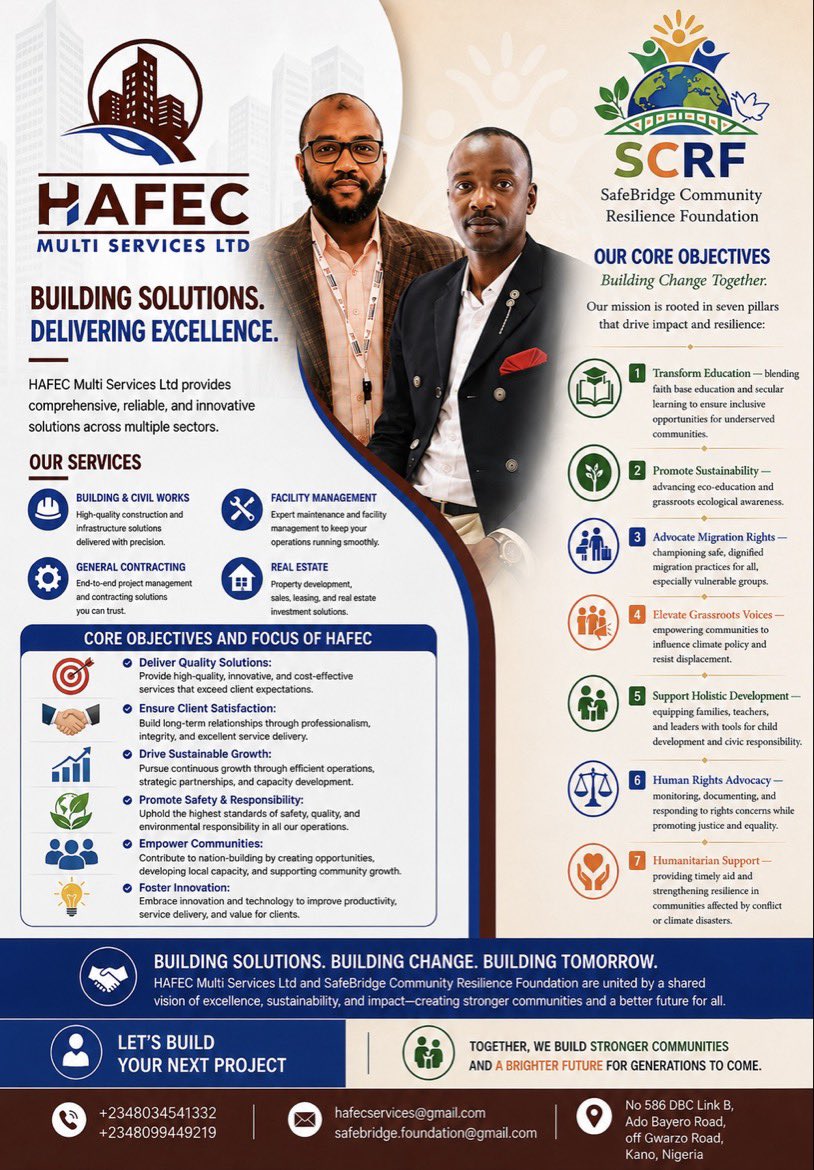 hafecservices's tweet photo. Together, we unite professionalism with compassion, strengthening communities, creating opportunities, and shaping a brighter future for generations to come. https://t.co/03zPCoSuYq