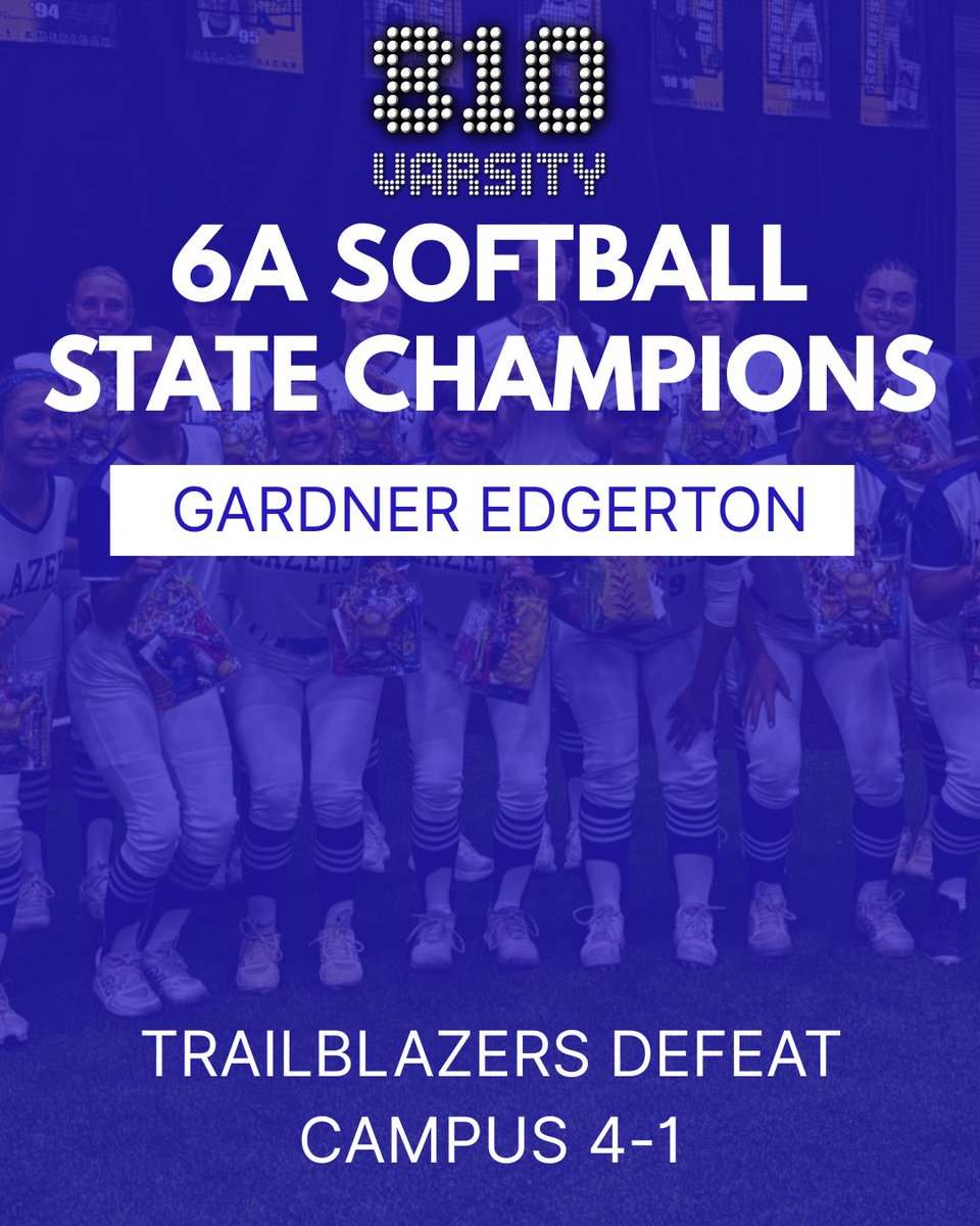 810varsity's tweet photo. For the first time in program history, Gardner-Edgerton is the 6A state softball champion! 🏆 

@GEHSAthletics @GardnerSoftball https://t.co/V4EdSLtF4x