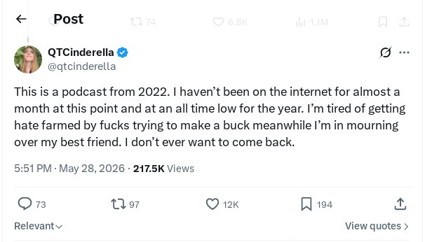 DJ_Screwdriver's tweet photo. QTCinderella has deleted her tweets about DMCA'ing clips "farming her". https://t.co/buXjdnitxu