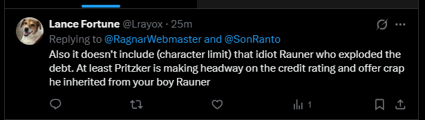 RagnarWebmaster's tweet photo. @Lrayox 1. Rauner was a moron. 2 Who was the speaker of the house at that time?  You know the guy that wouldn't meet with Rauner. The guy cooling his heels in a Fed camp right now. Democrat Mike Madigan. https://t.co/fQGMjbY423