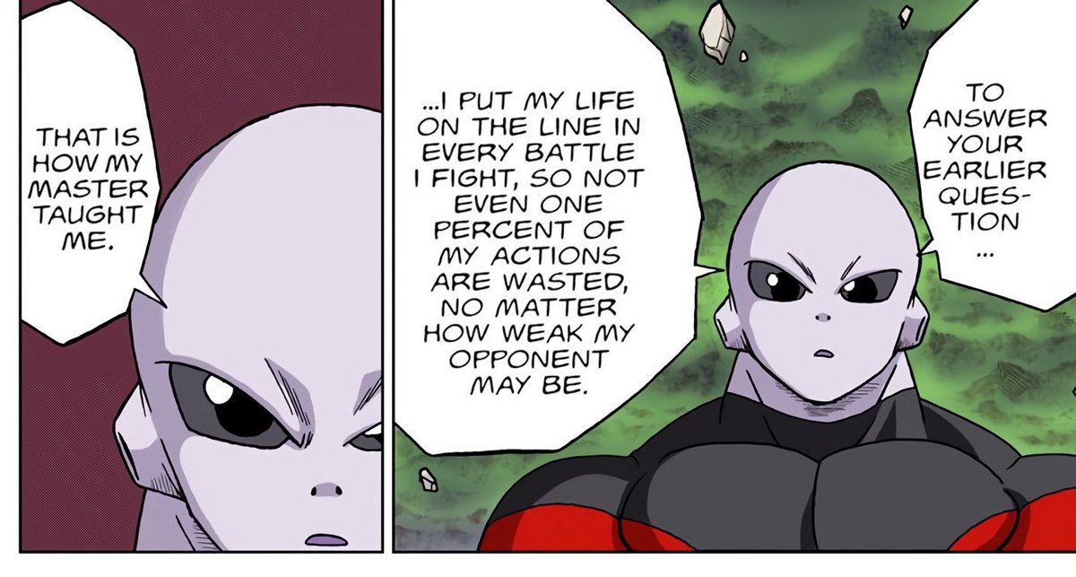 JordanLDurham's tweet photo. You guys are so “Power level” obsessed lol Jiren literally specifies he only uses as much energy as he needs against his opponents, The ACTUAL point of this exchange was Movement Speed VS Reaction Speed Roshi just had better reaction speed as a martial artist. This is what happens when you remove all nuances from everything within the series.