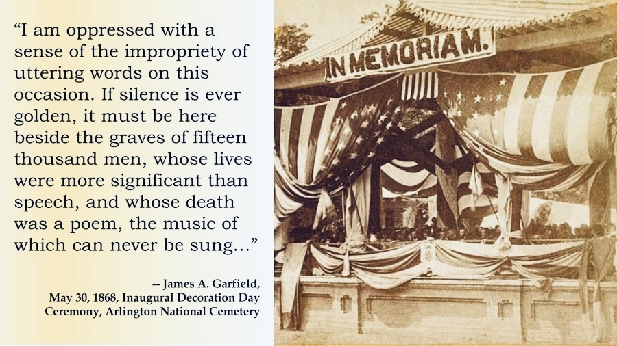 TammiMinoski's tweet photo. #OTD 1868: Civil War veteran and Ohio congressman #JamesGarfield addressed a crowd of more than 5,000 gathered for the first official #DecorationDay at Arlington National Cemetery. https://t.co/VMGDdoQ3ub. #USHistory https://t.co/OcMhJ1XbZw