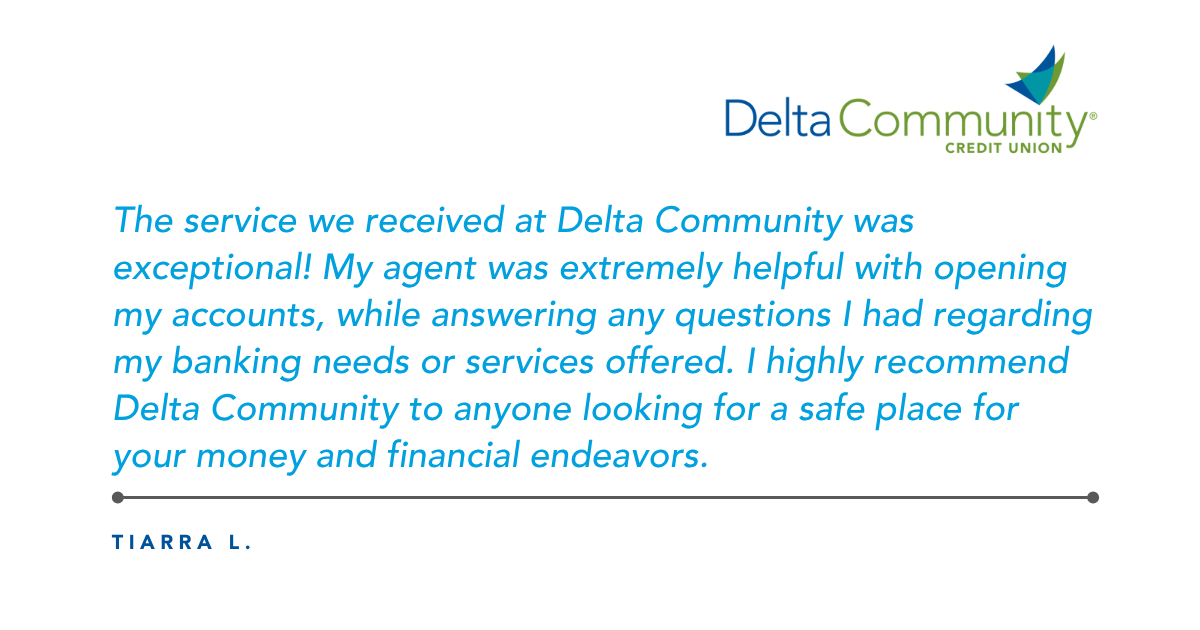 DeltaCommunity's tweet photo. A big thank you to Tiarra for the kind 5-star member feedback. We truly appreciate having you as part of the Delta Community family. Have you had a great experience at one of our branches? Leave us a Google review and you might be featured as our next Member Moment! https://t.co/nQVKkN6k5K