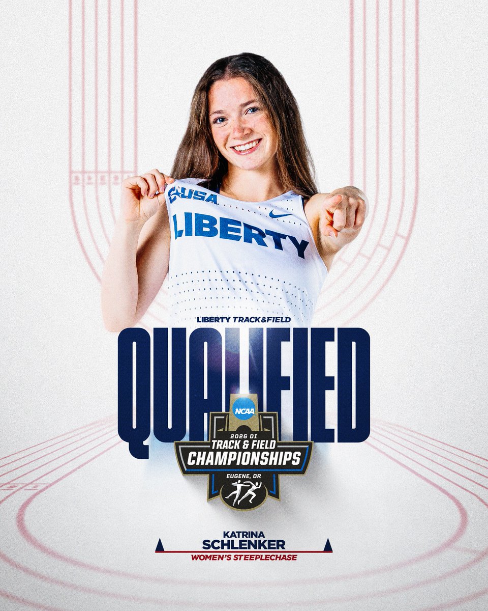 Liberty_XCTF's tweet photo. Next Stop, Eugene

Senior Katrina Schlenker puts an exclamation point on the Flames' stay in Lexington, dropping a 16-second steeplechase PR (9:50.85) to punch Liberty's 6th ticket to Eugene! 🎟️

Katrina will make her NCAA national meet debut on June 11. #HonorHim https://t.co/6Q6V3ZHfGj
