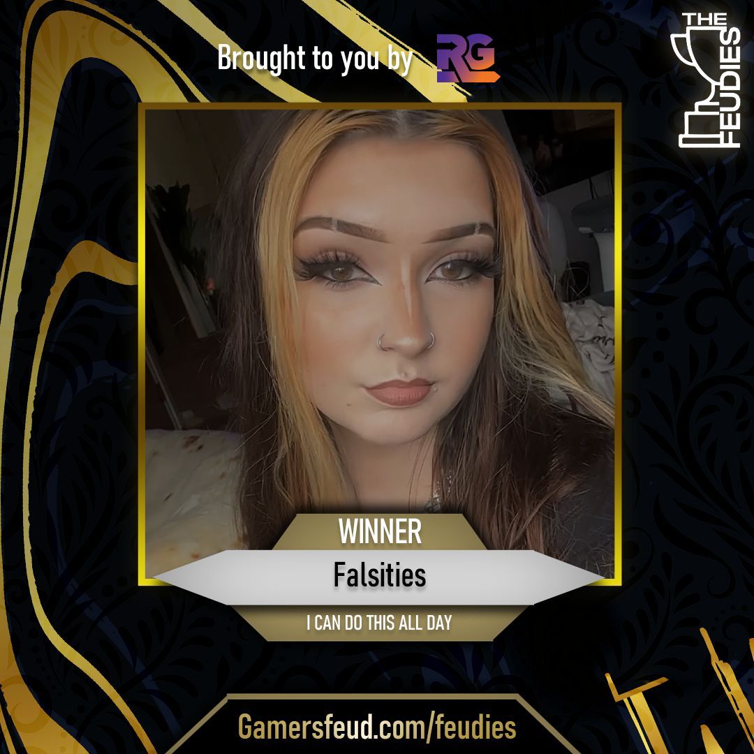 GamersFeud's tweet photo. Sometimes you just want to go at it for 6 or 7 hours; well, she can go all day, sometimes even for 416 days. Marathon streamers, or subathons, are the talk of the town right now.

Congrats to @fvlsities for winning I Can Do This All Day. https://t.co/Bur3ms2h2g