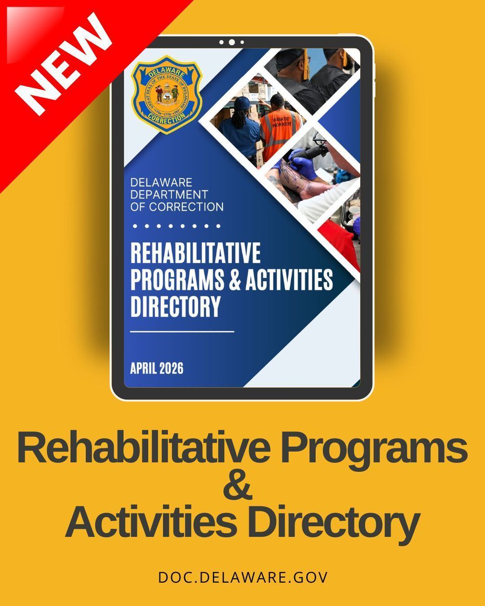DECorrection's tweet photo. We recently launched our first-ever directory highlighting the wide range of programs and services designed to support successful reentry, strengthen families, reduce recidivism, and enhance public safety throughout Delaware.

Check out the directory here: https://t.co/aFGPehVsoG https://t.co/VYCRXHD1xg
