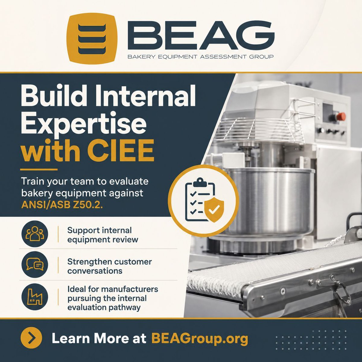 theBEAGroup's tweet photo. BEAG certification starts with having the right knowledge inside your company. The Certified Internal Equipment Evaluator Course trains qualified personnel to understand and apply ANSI/ASB Z50.2. Learn more or purchase the course: https://t.co/OlZHX7jQUq 

#BEAG #ASB https://t.co/9KHXIsPmeX