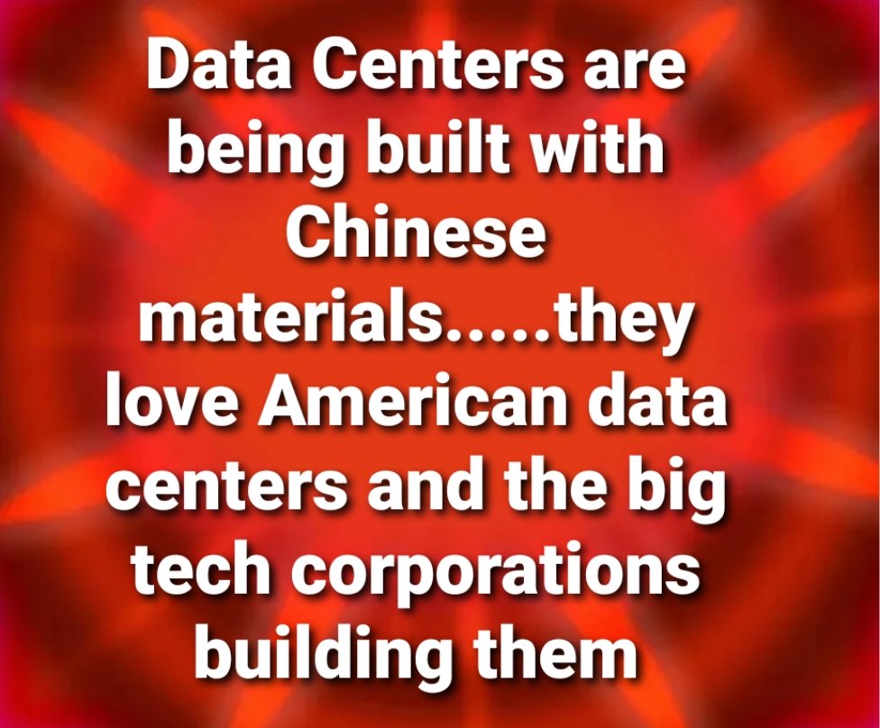 SaltyNHginger's tweet photo. @lovetocook12345 Americans don't want data centers!  You and your big tech buddies are spending millions on propaganda blaming CCP ....all while you pay the CCP for all the materials to build your data centers! https://t.co/MwmIc6UvTw