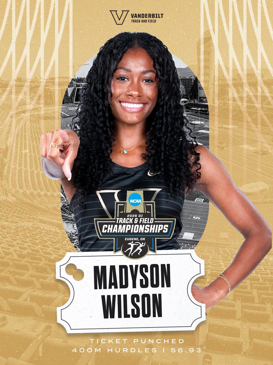 vandyxctrack's tweet photo. 𝐓𝐈𝐂𝐊𝐄𝐓 𝐏𝐔𝐍𝐂𝐇𝐄𝐃 🎟️🤩 

Madyson Wilson ran the 400 meter hurdles in 56.93 seconds to punch her ticket to Eugene!  

#AnchorDown https://t.co/OhEZjEhj9i