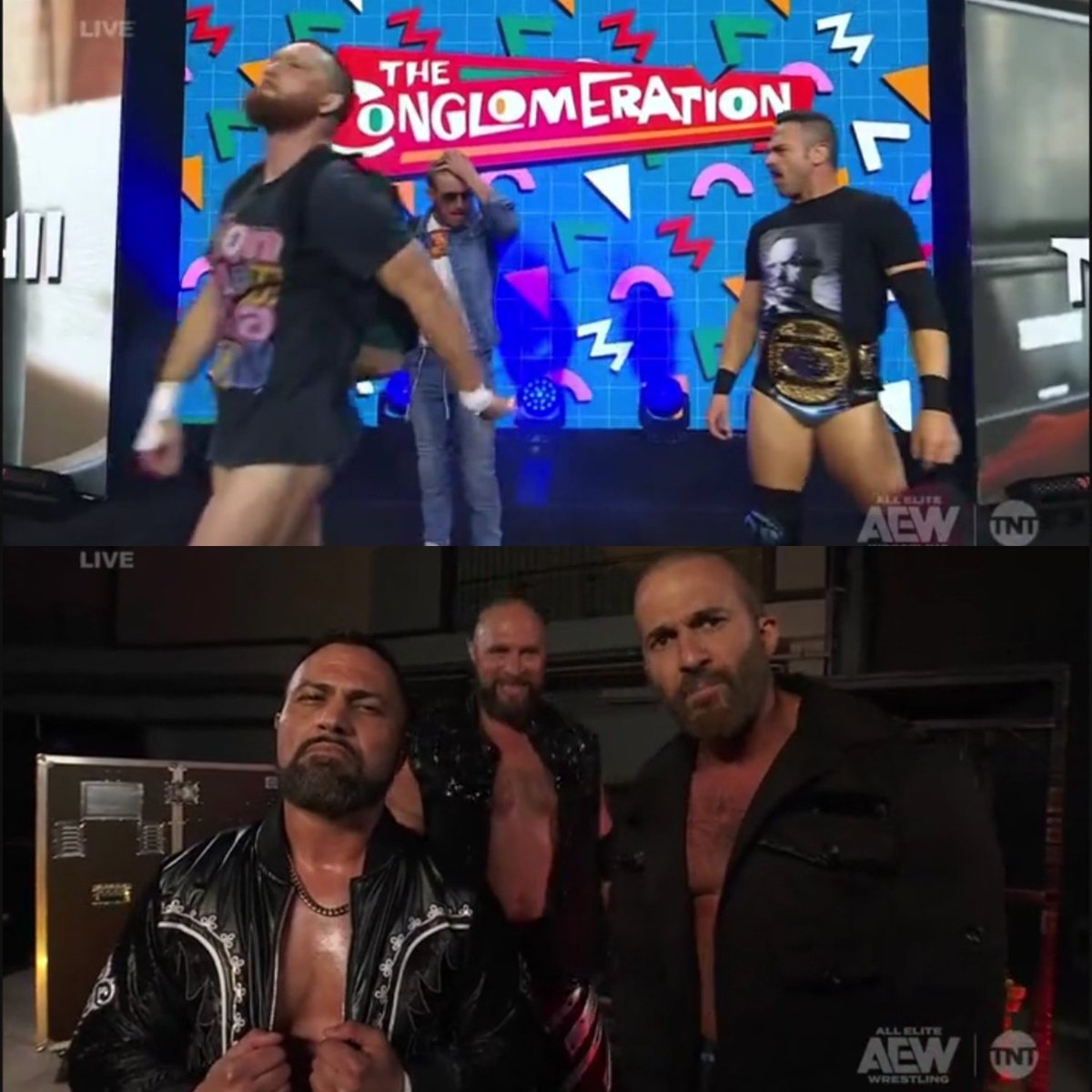SKWrestling_'s tweet photo. The Conglomeration vs The Don Callis Family is kicking off tonight's Collision!
#AEWCollision https://t.co/ALiP6glJp2