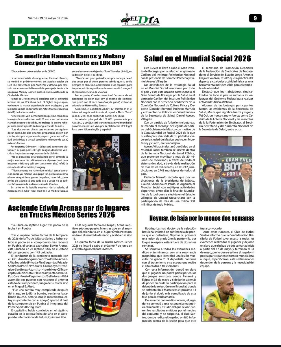 DanielAceves84's tweet photo. “Salud en el Mundial Social 2026” | Información @ElDiaOficialMx https://t.co/DqhjPcoAHg