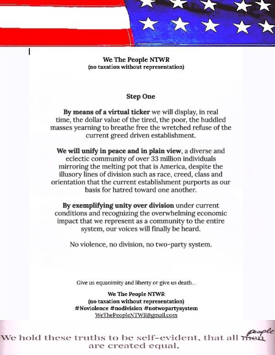 VinceOrlandoIV's tweet photo. Neither do I.

When we meet, if you’re on board with the groundwork I’ve already laid for We The People NTWR (@WTPNTWR), we will peacefully dismantle the two-party regime, restore the real power of the vote to the people, remove profit from politics, and put corporations exactly where they belong in a free market — in perpetual competition with each other to earn the favor of the people through the quality of their goods and services, rather than buying political favor and policy.

From the vantage point of the huddled masses, we’re primed. We just need your platform, your reach, and your infrastructure.

The precedent necessary to quash the illusion that corporate bylaws, corporate protocol, and legalese are in any way, shape or form law has already been laid in real time. With a nudge in the right direction from you, we will bring the corporatocracy into compliance within 3 to 6 months of launch.

My courtroom battle to drag our judicial branch back to its actual foundation is in the fourth quarter. Once it’s complete, the precedent will be solidified: any procedure, protocol, or bylaw that does not advance, defend, or uphold truth, justice, and liberty for all gets thrown out of the taxpayer’s courtroom immediately.
With you on board, within 3–6 months of launch we begin the process of becoming the endpoint for global tyranny and oppression that our founders envisioned — the one they fought a seemingly unwinnable revolution to secure.

This is that deal.
This is the proof of concept for the human GI interface for a more utopian universe.

Details of my precedent-setting plight in the link below⬇️ https://t.co/8m6LzKikNE

I’m your huckleberry, @elonmusk. And the ruling class ain’t no daisies.
Are you with me? Are you with humanity?

@joerogan — let me and Elon discuss how his already-existent infrastructure and current ventures fit perfectly into:

We The People NTWR — a nonviolent, virtual movement to level the political playing field https://t.co/9QGYZl7jft

Frequency Fest 3-6-9 https://t.co/ZvQJQ37QOy

Vote For Anything But the Two (#Vote4AnythingButThe2) https://t.co/aIFwOTTf5v

The Human/GI Interface For a More Utopian Universe https://t.co/2JiXnjZCVY

I promise you the sentiment of the masses will begin to shift overnight from the moment that episode airs.
I am the missing link, gentlemen. I am the voice of the huddled masses — battle-tested, forged in fire, and holding a real plan to build the world we all say we want for our children. A world free from their slaughter in perpetual greed wars for problems they didn’t create.

I’m all in.
Are you?

@PlatformCorruption to #SaveOurChikdren #WeAllWeGot
