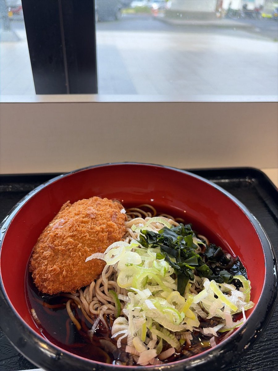 m21c's tweet photo. 「そなた、大黒PA 大黒庵の温そばのツユが少ないことにご不満なら、冷かけコロッケそばを頂ければよろしいではなくて?」 と脳に直接囁かれたので食べてみた。これは悪くない、いやむしろ良い。温かいコロッケに冷たいツユが合う。願わくばわさびが欲しい。 #tachisoba https://t.co/oiTbrtWdSH