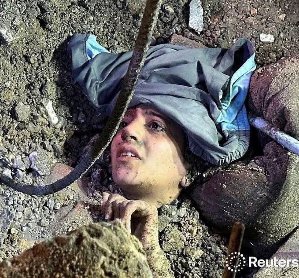 LevantWire's tweet photo. She died buried under rubble, terrified.

Don’t let israel murder her in silence. Please. https://t.co/5g1Nxjnyos