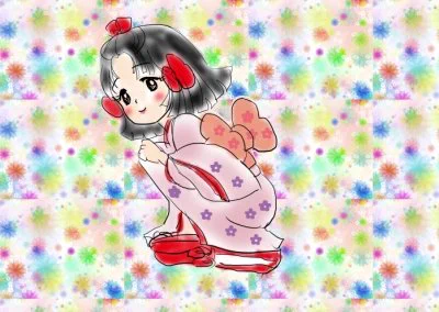 昔のイラスト紹介 福娘童話集昔話36「牡丹灯籠」 おまけの侍女ちゃん2～4