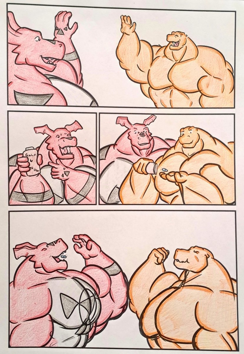 Sventigerwolf's tweet photo. Hello @DavidJoelR81725 I have colored as Guilmon🦖🔴his friend agumon🦖🟠would like to take this pill💊and then their muscle💪body would be pumped up🎈even further https://t.co/7upbJH3GnA