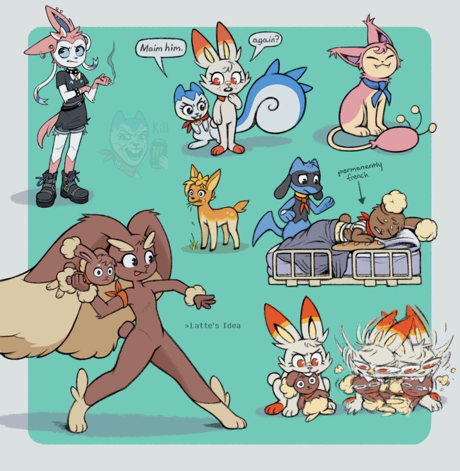 benrose_hsb's tweet photo. doodled some of Espresso's pokemon creatures (@/caffeinerabbit elsewhere) https://t.co/Q6ba1UI0OO