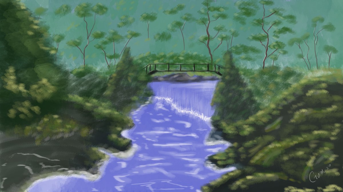 crumdmpstr's tweet photo. My first ever completed artwork in digital medium! I used Photoshop, and some fun watercolor brush effects. This is was done in our Bob Ross collab yesterday with @Dewdropona_leaf @craftee9998 @itzKryptoxic @xraespecs @pneumoania https://t.co/B8yHdSLXmX