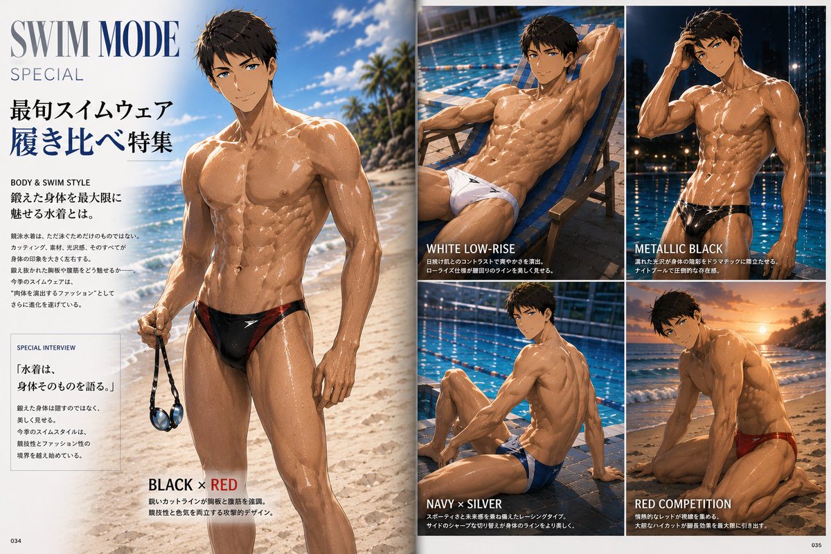 tsumutsumu_BL's tweet photo. 最高の夏、開幕──
筋肉とスイムウェアを徹底解剖するメンズマガジン『SWIM MODE』2026年夏号、ついに本日発売です！アンダーウェア特集もあります！
※架空 https://t.co/DNt4DA0oDQ