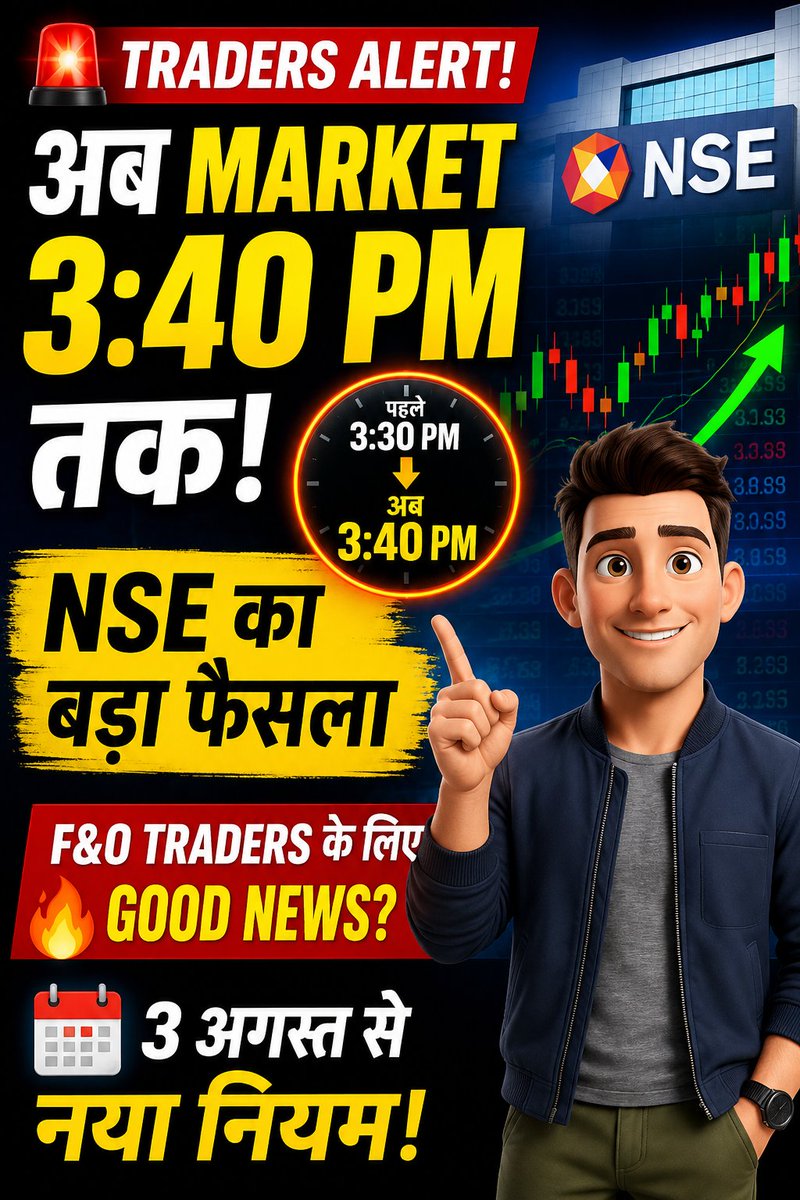 VishalPushap's tweet photo. 👉 "NSE ने बदल दिया Market Closing Time! Traders के लिए मौका या खतरा?"
#NSE #StockMarket #FNO #Trading #Nifty #BankNifty https://t.co/jcIzUUNhHc