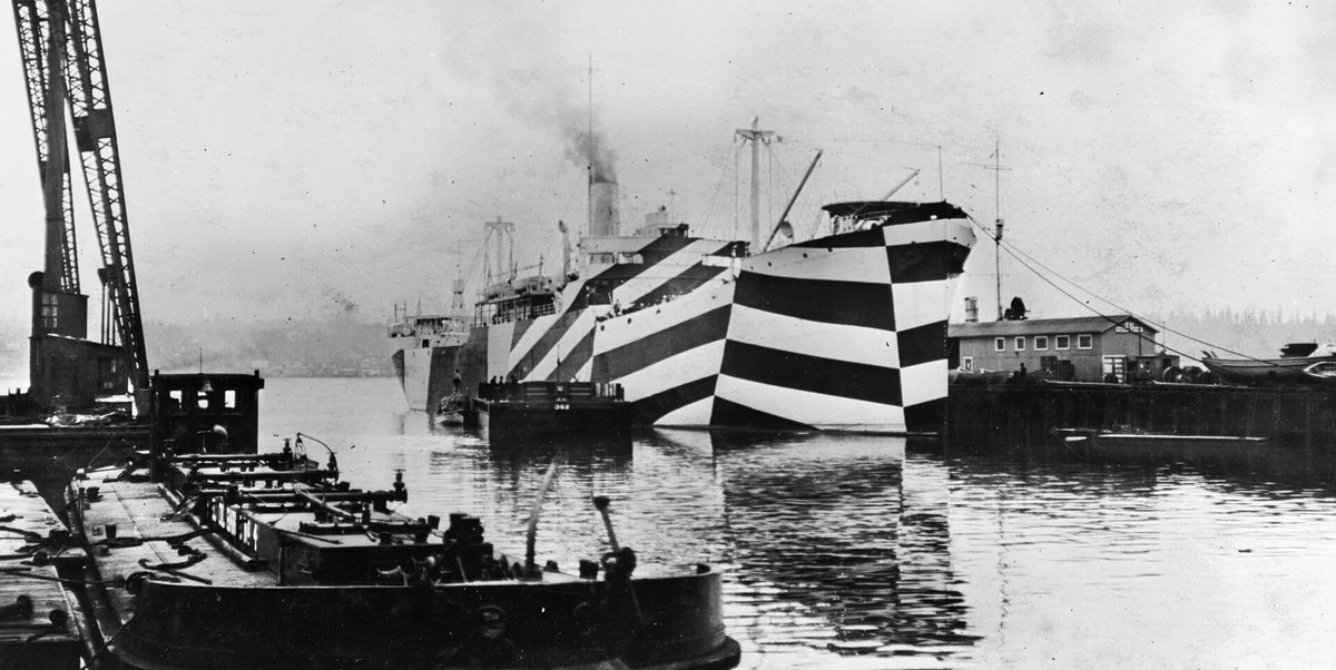 CrescentFeed's tweet photo. Russian forces are painting their trucks in bold black-and-white WWI-style "dazzle" camouflage stripes in an attempt to confuse Ukrainian AI-targeting drones.

Dazzle camouflage was originally developed for warships during World War I. Unlike conventional camouflage designed to conceal an object, the technique aimed to make it more difficult for enemy observers to estimate a vessel’s speed, heading, and distance. Large geometric patterns distorted visual cues used by optical rangefinders and fire-control systems.

#WarTech #Ukraine #Russia