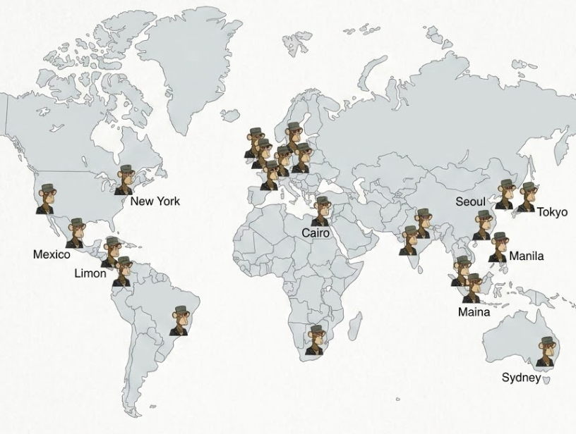 tim_8093's tweet photo. What if BAYC profiles had an option to add countries and/or cities where you're from? And what if members could see a world map of apes?

I think it would be a great way of organizing local meetups and reaching out to apes when traveling.

Thoughts? https://t.co/Cl3cAsFtF5