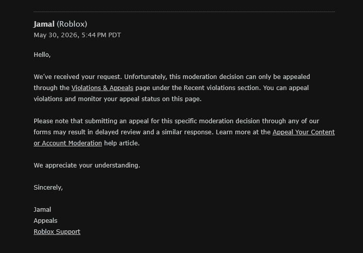 archangehl's tweet photo. @Roblox This really gets to a point.
My username is sammikyu, and I am tired of this. I kindly ask you to unban me.
Please look at my Twitter post about my situation:
https://t.co/aRyMKqOPTk
#roblox #robloxsupport #robloxdev #robloxmoderation https://t.co/lgOhLsSuId