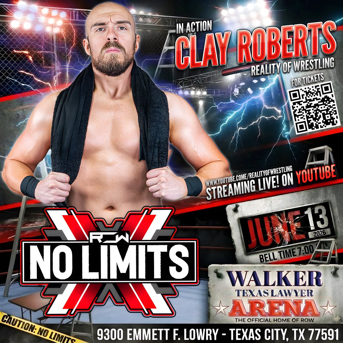 TheOfficialROW's tweet photo. 🚨 TALENT ANNOUNCEMENT 🚨

In 2026, @WrestleHouse has become one of the most hated men in Reality Of Wrestling.

Want to tell Clay Roberts what you think of him? Join the ROW Nation LIVE on Saturday, June 13th to give him the🖕at #NoLimits

🚪 Doors Open: 6:30 PM
🔔 Bell Time: 7:00 PM
📍 9300 Emmett F. Lowry Expressway
Texas City, TX 77591

🎟️ Grab your tickets NOW:
👉 https://t.co/8hEzuvyFZS