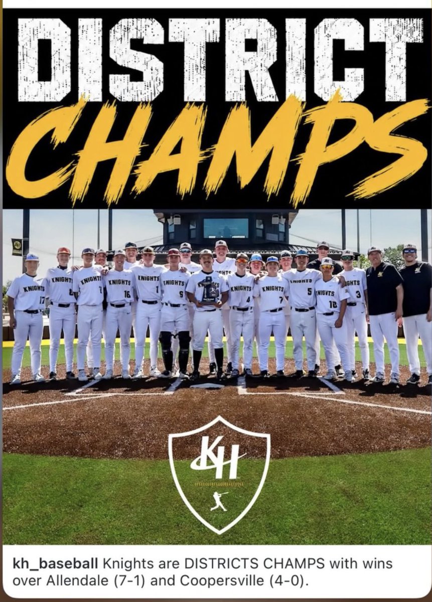 RossWillick's tweet photo. Kenowa Hills Baseball is back to back district champions with the 7-1 and 4-0 wins over Allendale and Coopersville. Go Knights! https://t.co/sIbAXeMhCB