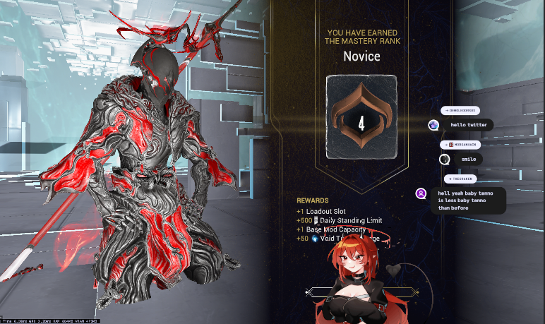 Rosesytv's tweet photo. This Tenno is now a Warframe NOVICE-! https://t.co/Gb01GKHmYY