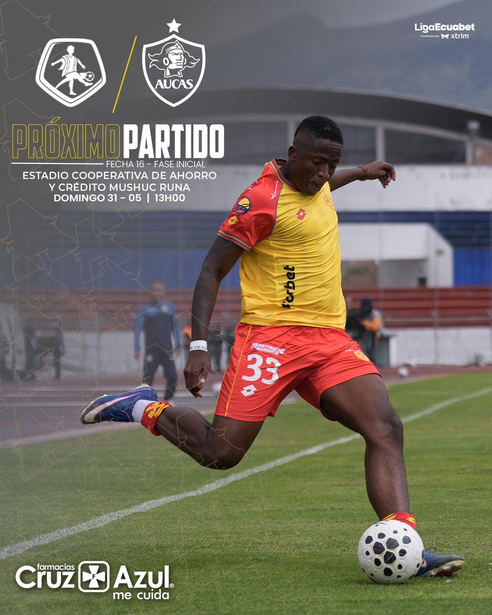 Aucas45's tweet photo. 📌 Próximo partido.
🆚 @ClubMushucRuna1
📅 31 de mayo 
🏟️ Mushuc Runa.
🕕 13h00.

#Creer 
#Aucas2026 https://t.co/oK6tAbSopb
