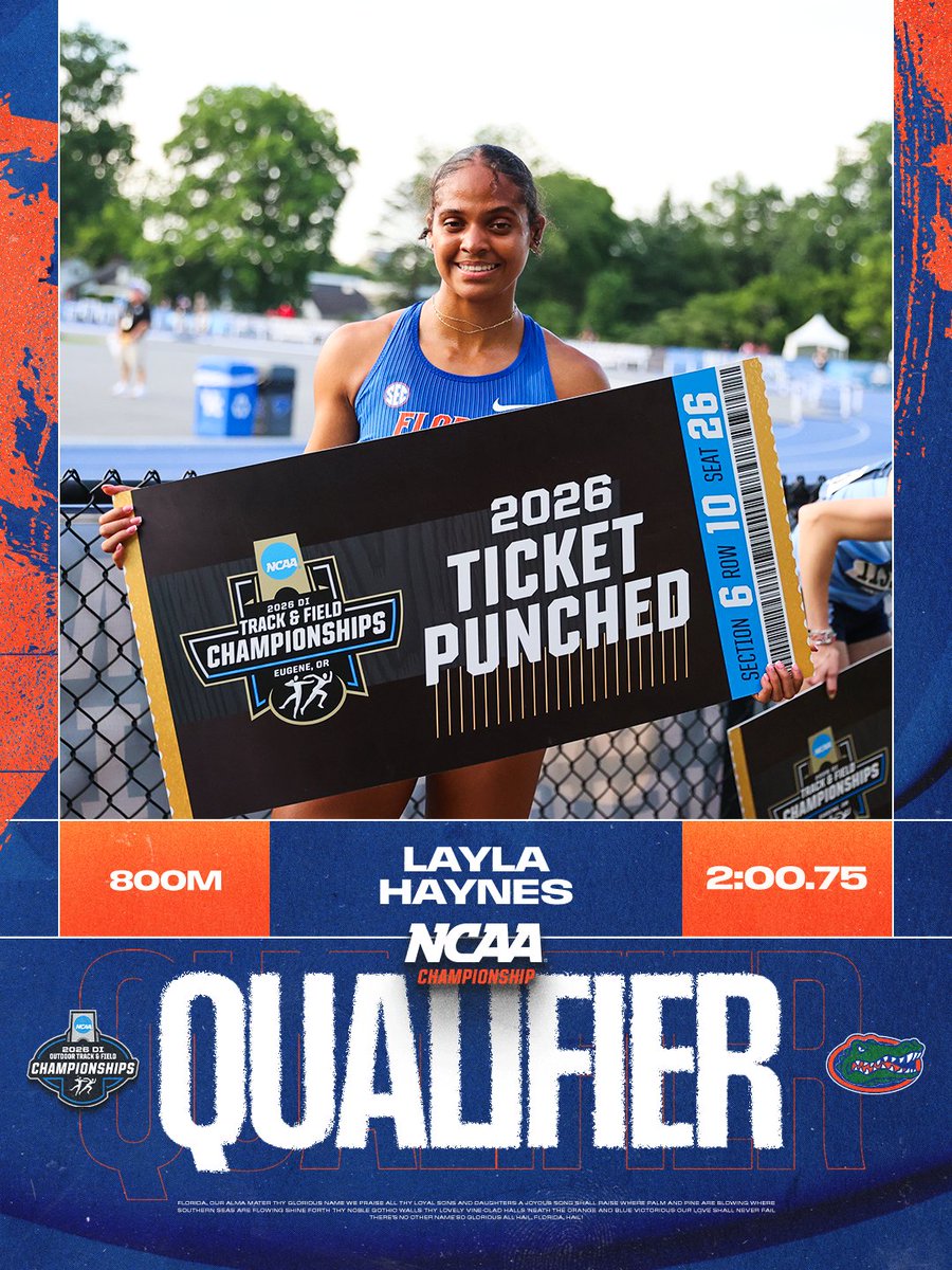 GatorsTF's tweet photo. NCAA East Preliminaries | 800m (W)

Layla Haynes improves her 800m prelim time by 2.25 seconds to advance to Eugene !! https://t.co/3xdkXRW28e