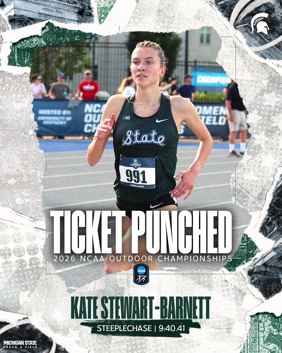 MSU_TFXC's tweet photo. Kate punches her 🎟 to Eugene! She makes a return trip the NCAA Finals with a season-best time of 9:40.41 👑 https://t.co/KU0nKyMw6O