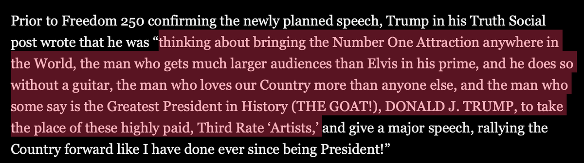 juniper_sona's tweet photo. Trump is really on that ancient Sumerian type beat, bro is a reincarnated aristocrat from thousands of years ago

"KING OF ALL KINGS, WHO NEVER PICKED UP A GUITAR AND YET OUTPERFORMS ALL OTHER ARTISTS, THE GOD WHO LOVES HIS COUNTRY, THE ONE WHO ALL PRAISE ABOVE ALL OTHER NAMES" https://t.co/OLTin8CqGy