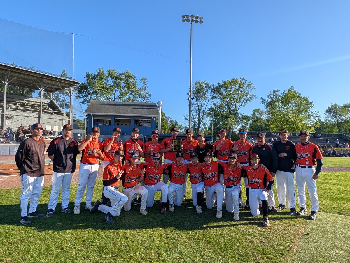 DukesAthletics's tweet photo. Marlboro beat the 1, 2, &amp; 3 seeded teams to win their 3rd straight Section 9 Championship!

Liam Correa: Winning Pitcher Complete game Shutout. 8K, 6 Hits, 0 BB
Meyer Baker- game winning RBI
Cole Belcastro: 2 Hits
Jax Fernandez: 2 Hits
Brayden Soma: single RBI
#DukesNation https://t.co/HrQrK90tZV