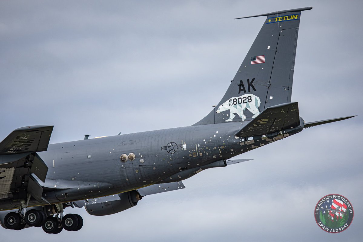 3315Aviation's tweet photo. Alaska ANG KC-135 coming back to the US with some battle scars minus some parts. #planespotter https://t.co/F0iFq7X76h