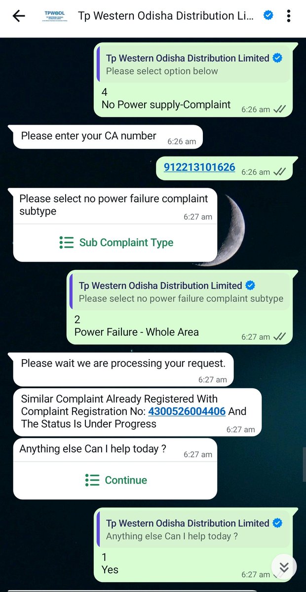AnilKumarSuna4's tweet photo. @TPWODL @EnergyOdisha @CMO_Odisha @MoSarkarOdisha
​ବଲାଙ୍ଗୀର [MURIBAHAL / at SINDHPALI ] ରେ ଗତ ୩ ଦିନ ହେବ ବିଜୁଳି ନାହିଁ। WhatsApp ରେ ଅଭିଯୋଗ କରିବା ପରେ ବି କୌଣସି ସମାଧାନ ହୋଇନାହିଁ। ଦୟାକରି ତୁରନ୍ତ ସାହାଯ୍ୟ କରନ୍ତୁ।
​Complaint No: 4300526004406
CA No: 912213101626
#PowerCut #Balangir #Odisha https://t.co/jHVO6unjzF