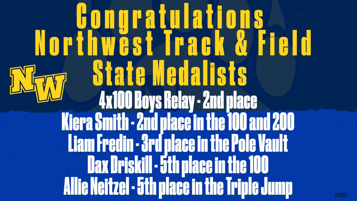 Wichita_NW's tweet photo. Congratulations to Northwest Track &amp; Field for your performances at the State Meet! https://t.co/scpW5HtkmY