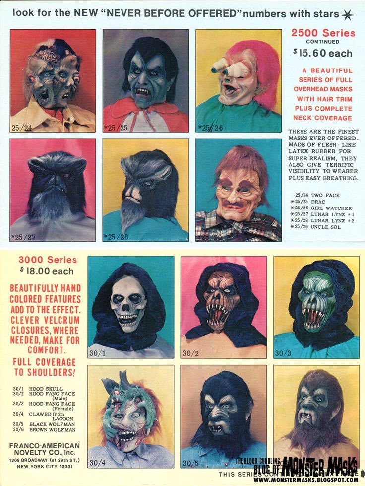 hauntorama's tweet photo. Misc. vintage monster mask catalog pages. 
#MonsterMask #HorrorCommunity https://t.co/14JeagpsaY