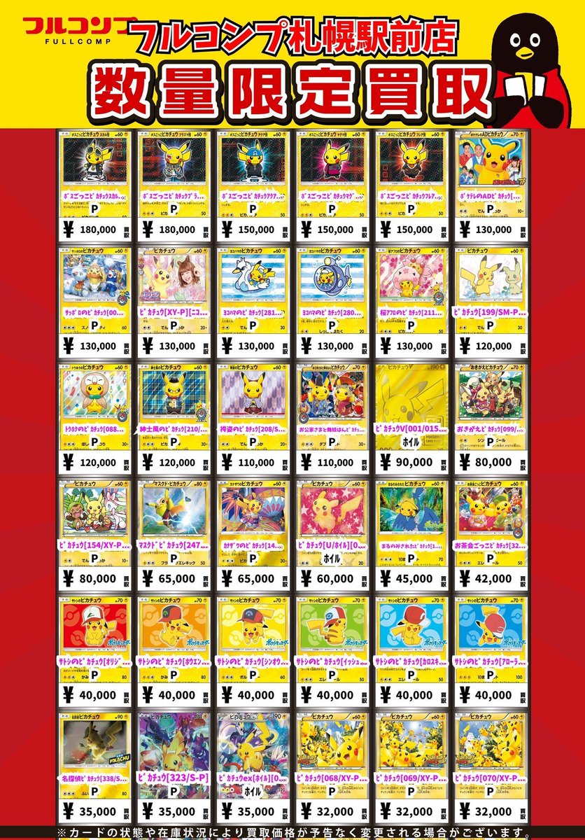 買得　ピカチュウ ホロカード 13枚セット 🔥😻🔥ポケカ買取情報🔥😻🔥 ﾎﾟﾝﾁｮを着たﾋﾟｶﾁｭｳ[207/XY-P] P 2500000