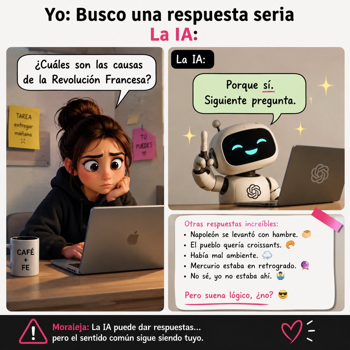 Otra_IdeA_'s tweet photo. La IA puede responder en segundos... 🤖⚡

Pero rapidez no siempre significa precisión. 👀

Verifica la información, compara fuentes y usa tu criterio.

¿Cuál ha sido la respuesta más rara que te ha dado la IA? 😂👇

#IA #PensamientoCritico https://t.co/3LKSNIADDL