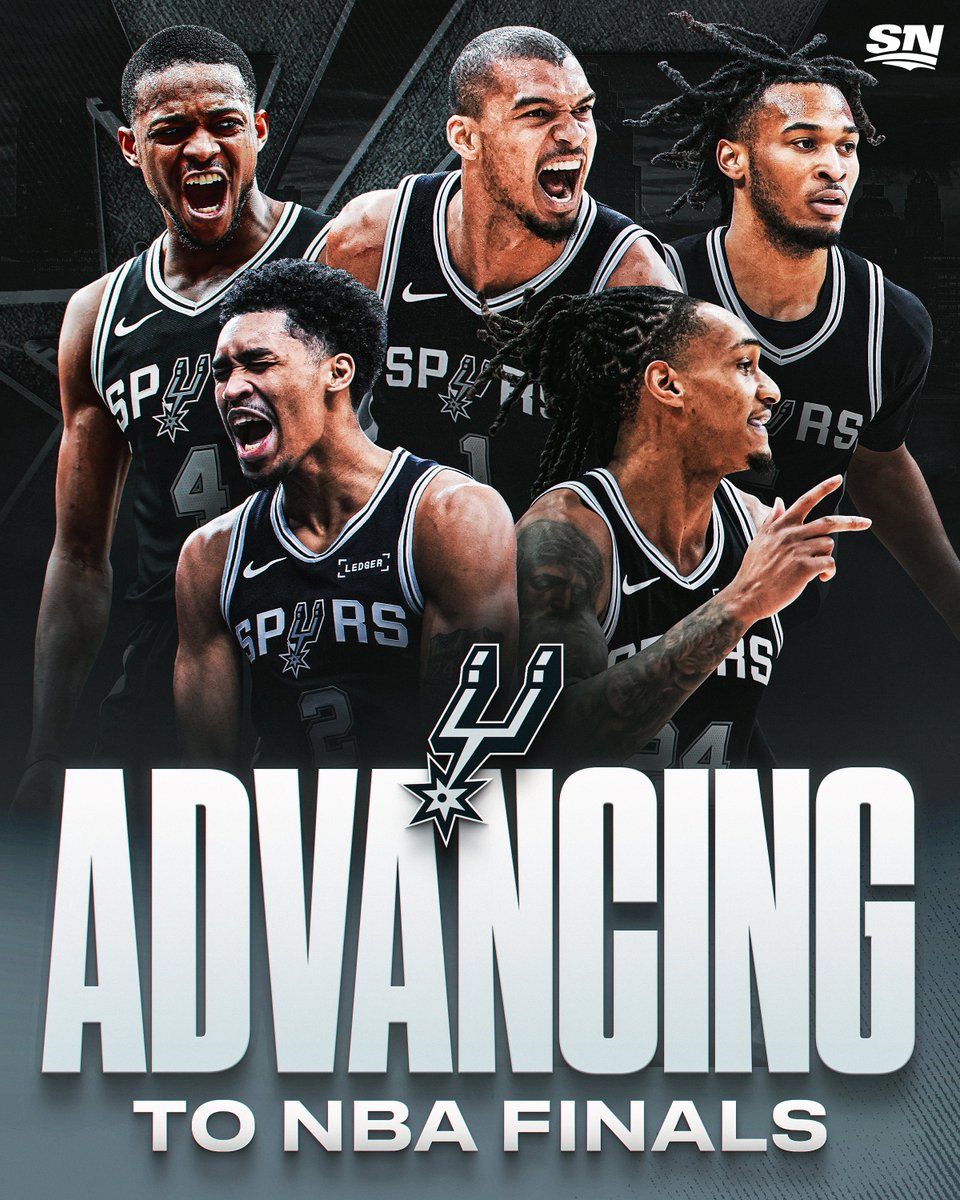 Sportsnet's tweet photo. FOR THE FIRST TIME SINCE 2014, THE SPURS ARE HEADED TO THE NBA FINALS 🤠 https://t.co/RaXxAHAutF