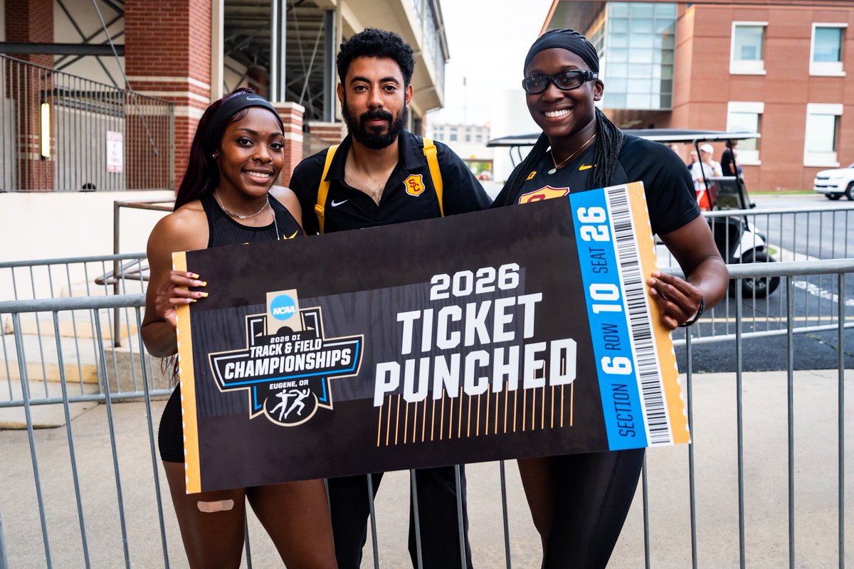USC_Track_Field's tweet photo. CLAIMING 3️⃣ LANES IN EUGENE ✌️

Dajaz DeFrand runs a season-best 22.28, Christine Mallard earns a new PR(!) of 22.44 and Rachael Uvieghara is headed to her first NCAA Championships in 22.81!! 👏

#FightOn | @BlkGrlSunscreen https://t.co/rQBU6Pq489