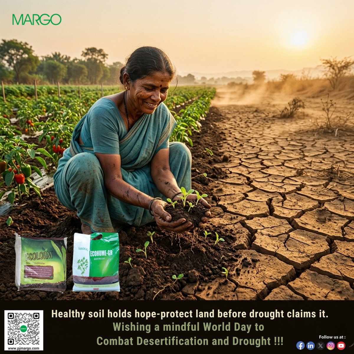 PJMARGOBIO's tweet photo. Restore the soil today, and tomorrow’s fields will defeat drought. 🌱🌍💧
#CombatDesertification #SaveSoil #SustainableFarming #AgriResilience
#MargoBiocontrols #PJMargo #MARGO https://t.co/VQ9XEx1oBo