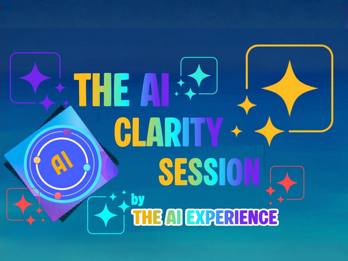 AIExperienceHQ's tweet photo. How are you feeling about AI these days?  Confused, overwhelmed or just need some guidance...  your invitation to clarity is below.👇

The AI Clarity Session is live on Contra.

Bring one focused project, question, workflow, idea, or stuck point, and we’ll explore which AI tool or next step fits your goal.

Practical help using AI:
https://t.co/c0mq5phTee