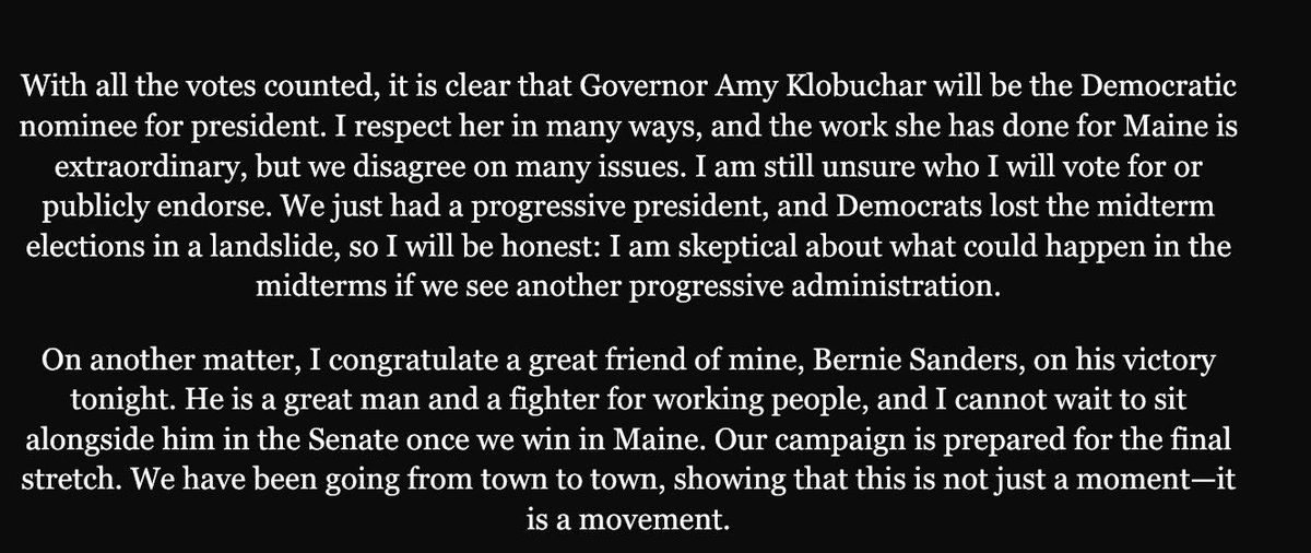 BennettPolsim's tweet photo. (@PoliGSim)

Statement on Democartic primary and congratulating Bernie Sanders on his victory in Vermont- https://t.co/VJbCrYmbmU