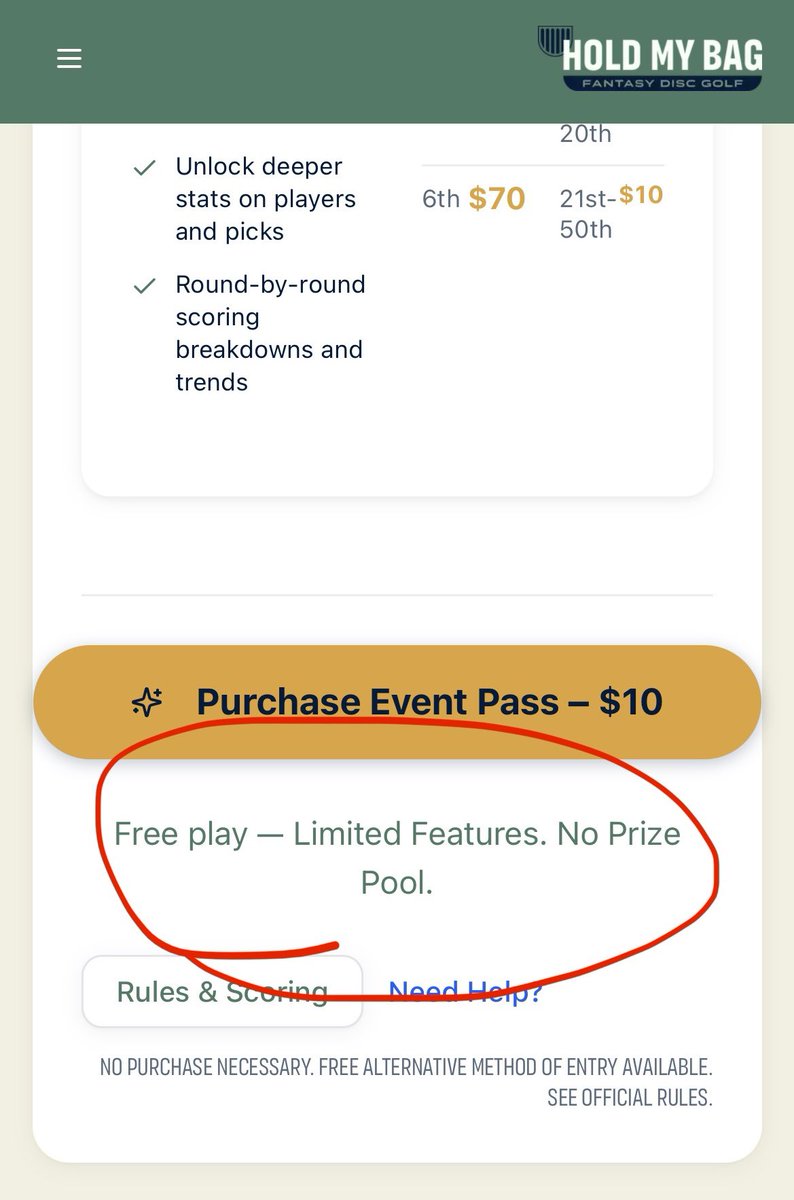 fullsendDG's tweet photo. @Cardzilla_ Scroll to the bottom and choose either to purchase an event pass or play for free. I’m playing free. https://t.co/jQJ4zQqJwk