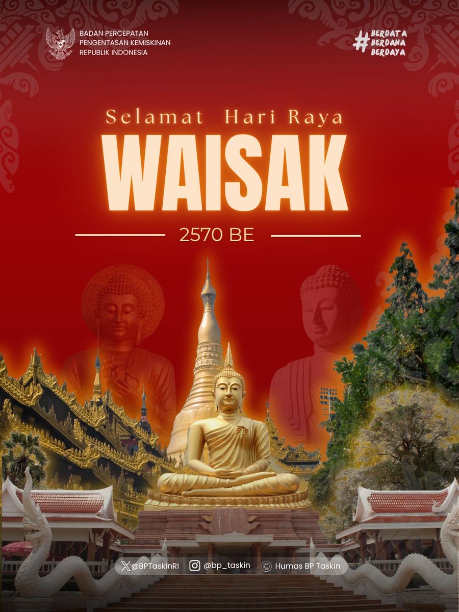 BPTaskinRI's tweet photo. Selamat Hari Raya Waisak 2570 BE / 2026.

Hari Raya Waisak menjadi momentum untuk menumbuhkan kedamaian, kebijaksanaan, dan kepedulian nyata terhadap sesama. https://t.co/c8aHNc1zQ7