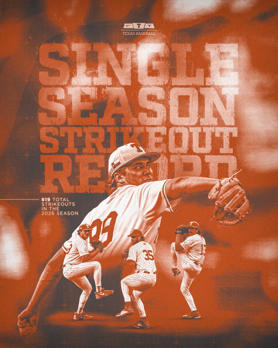 TexasBaseball's tweet photo. rewrote the record books 📚

#HookEm https://t.co/hlNrkpnro5